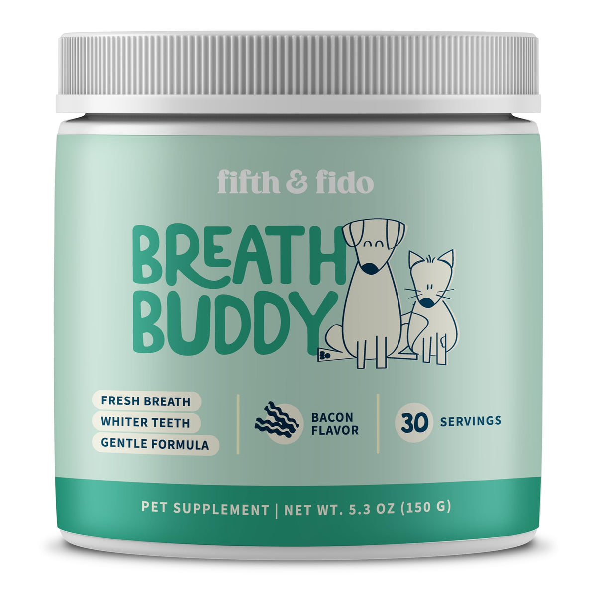 Fifth & Fido Breath Buddy dental health powder supplement for dogs